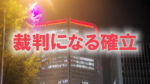 大阪市内のビルを見上げた写真に「裁判になる確率」と書かれた画像です。